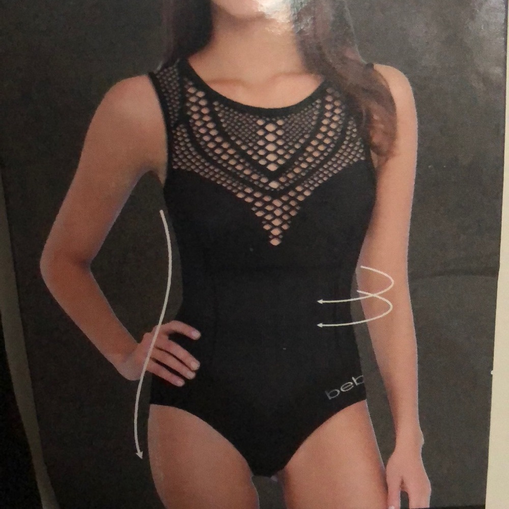 BNWT bebe black mesh shaping seamless bodysuit
